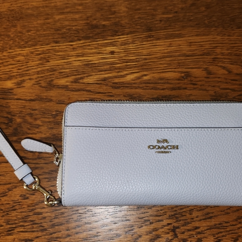 Coach Light Blue Gray Leather Wallet